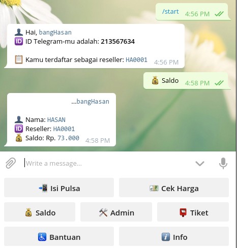 Bot Pulsa IRS Cek Saldo