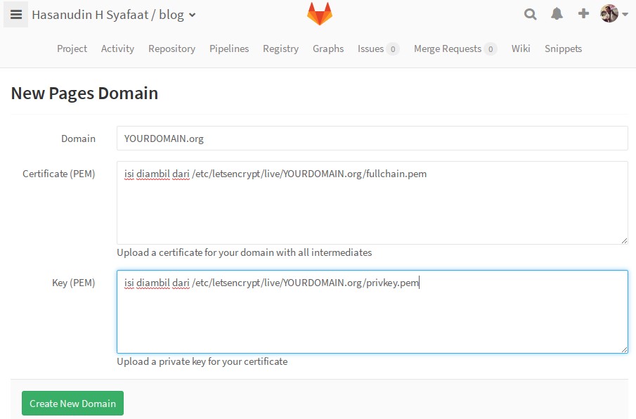 lets encrypt di gitlab