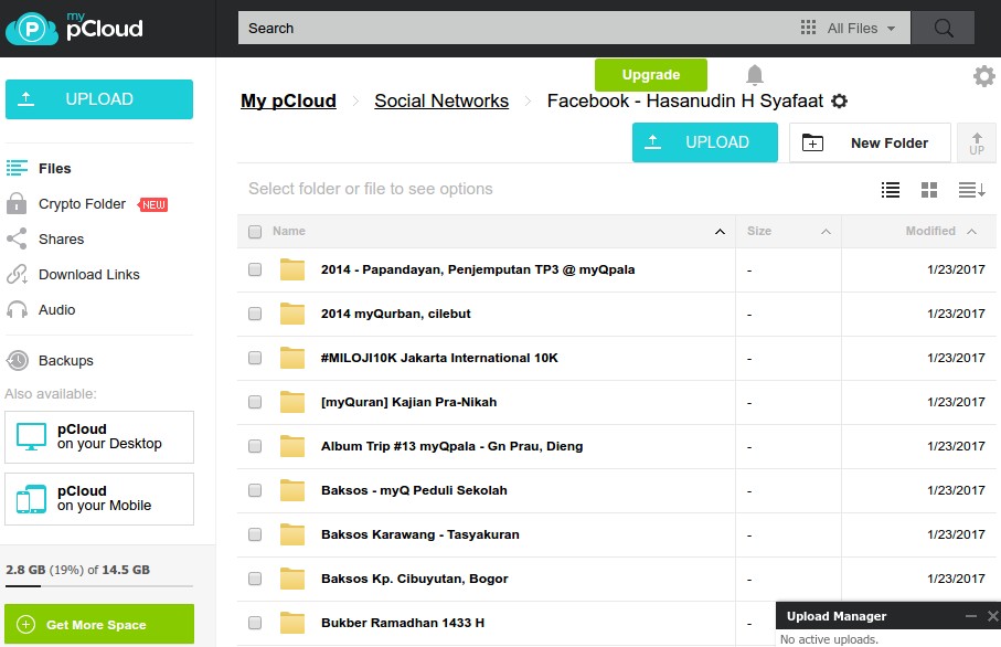 PCloud Backup Facebook