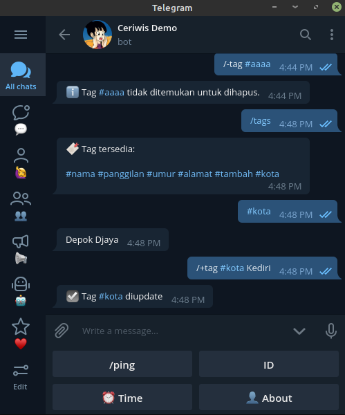 Bot Ceriwis Demo Tags