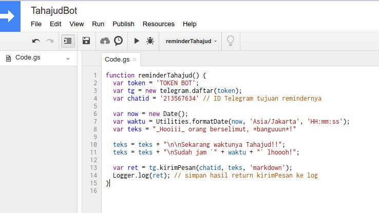 GS Telegram Bot Tahajud Reminder