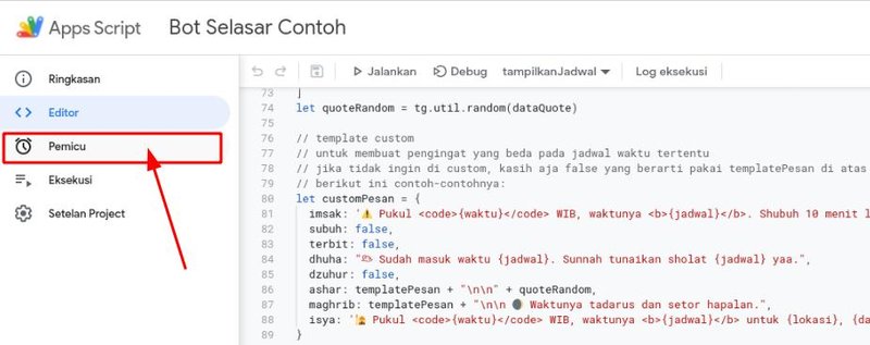 Membuat Pemicu Trigger